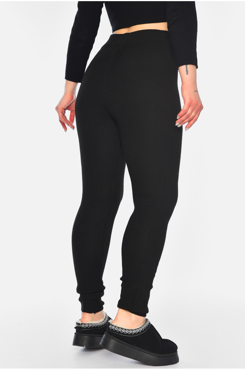 Лосины женские с начесом на верблюжьей шерсти черного цвета 833 190463