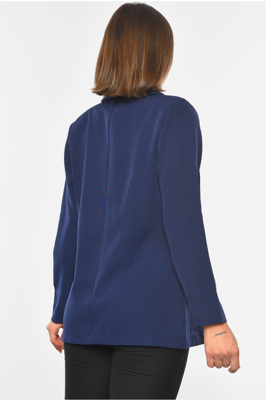 Пиджак женский однотонный темно-синего цвета 748 190482