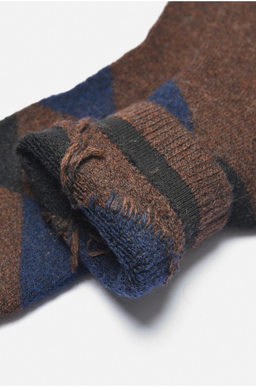 Шкарпетки чоловічі махрові ангорові коричневого кольору К21-7 190504