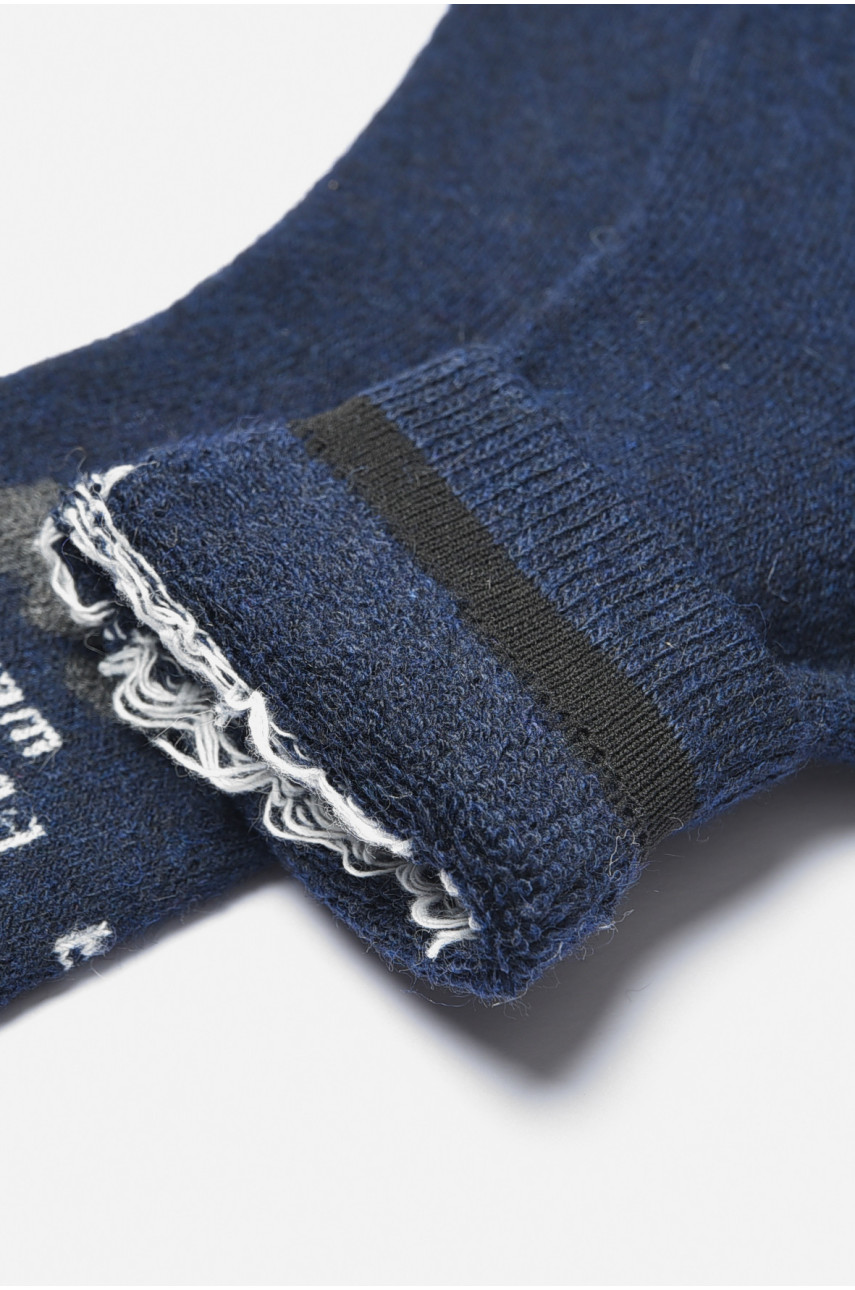 Носки мужские махровые ангоровые темно-синего цвета К21-5 190513