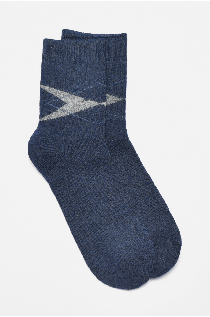 Носки мужские махровые ангоровые темно-синего цвета К21-2 190524