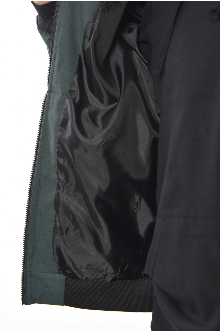 Бомбер мужской однотонный темно-зеленого цвета НВ-1-М 190558 Бомбер мужской однотонный темно-зеленого цвета НВ-1-М 190558