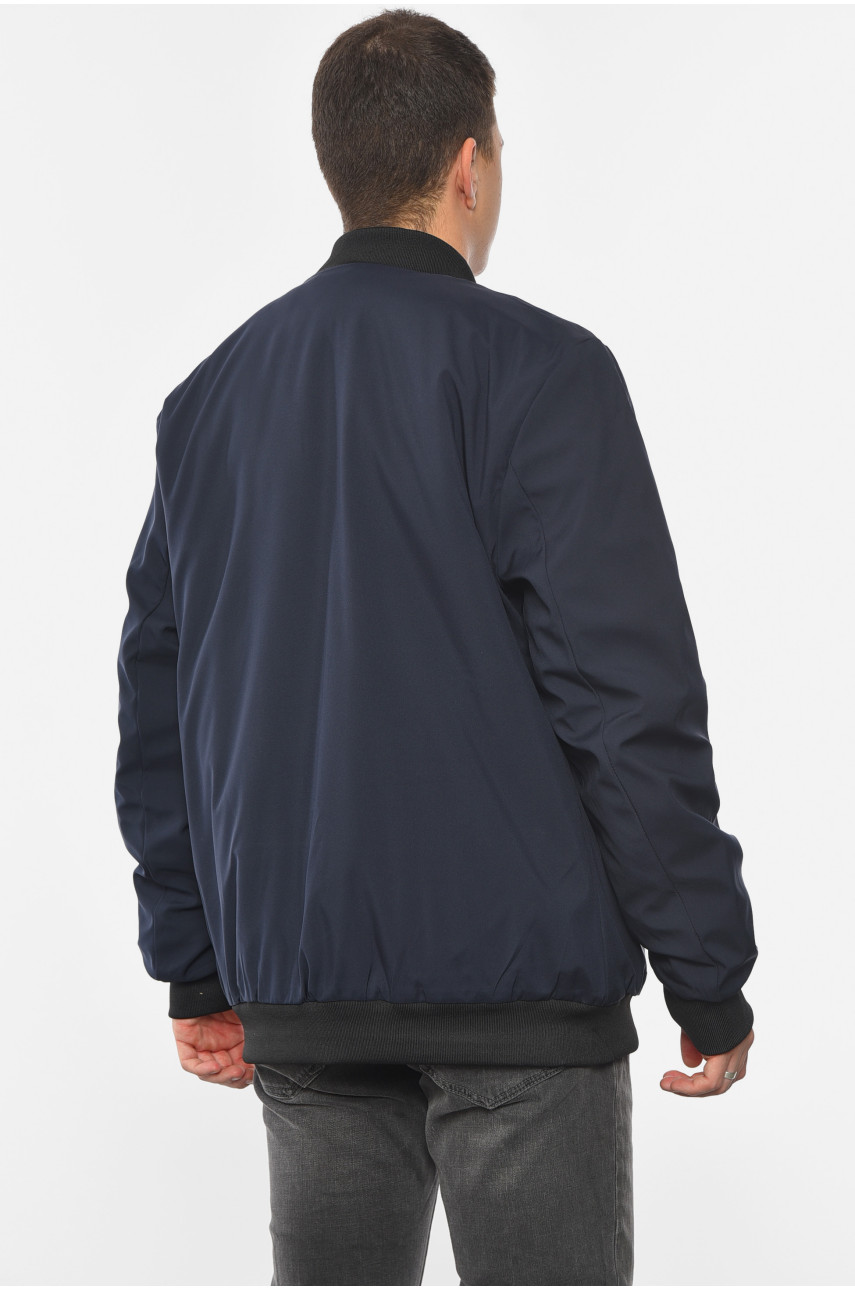 Бомбер мужской батальный однотонный темно-синего цвета 46-93-М 190562 Бомбер мужской батальный однотонный темно-синего цвета 46-93-М 190562