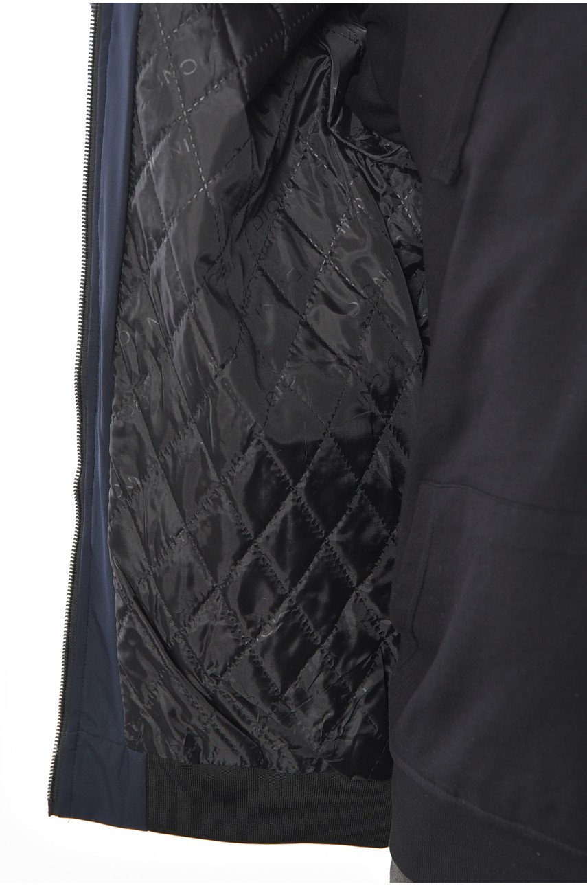 Бомбер мужской батальный однотонный темно-синего цвета 46-93-М 190562 Бомбер мужской батальный однотонный темно-синего цвета 46-93-М 190562