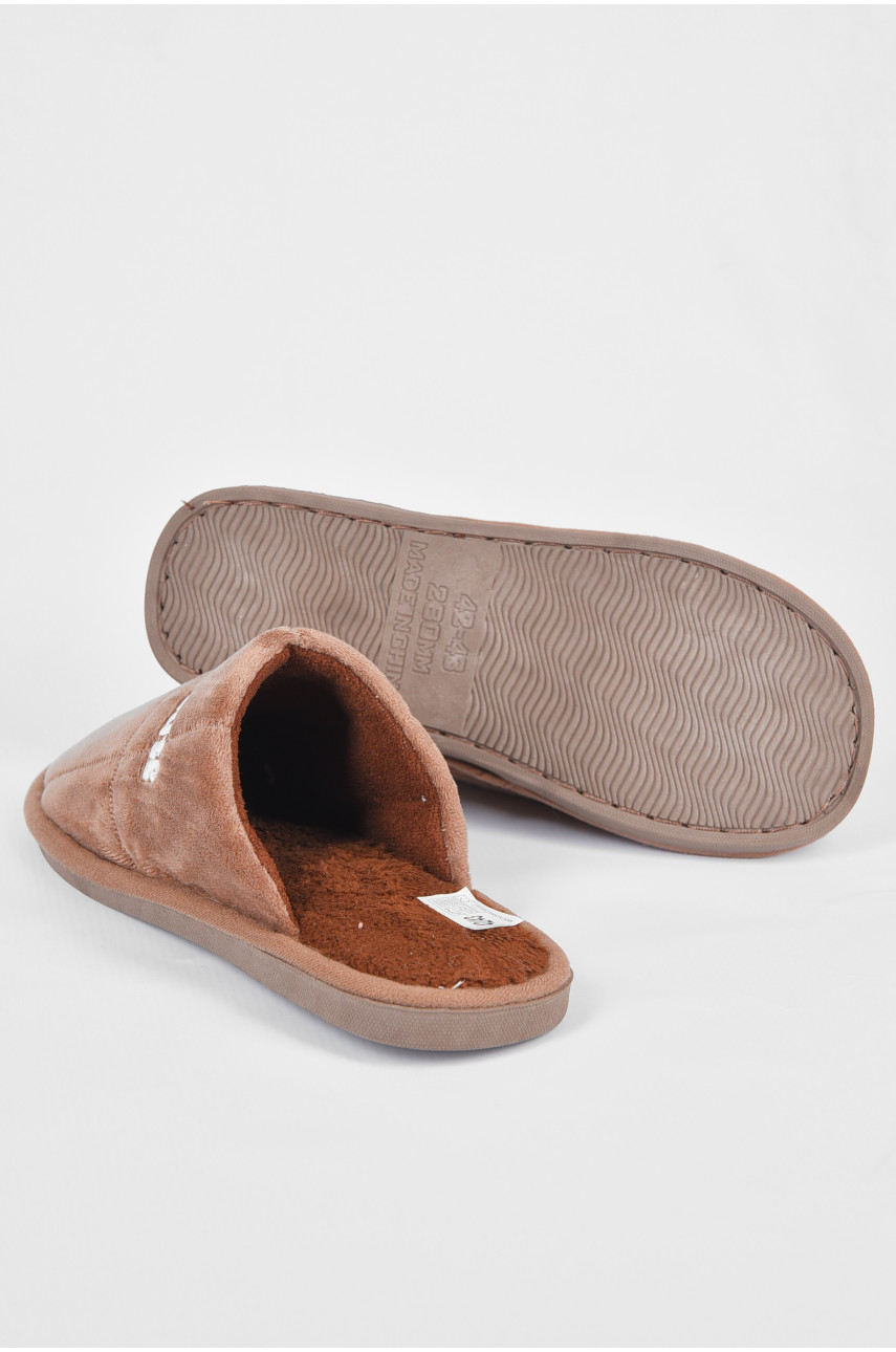 Капці кімнатні чоловічі коричневого кольору 190637