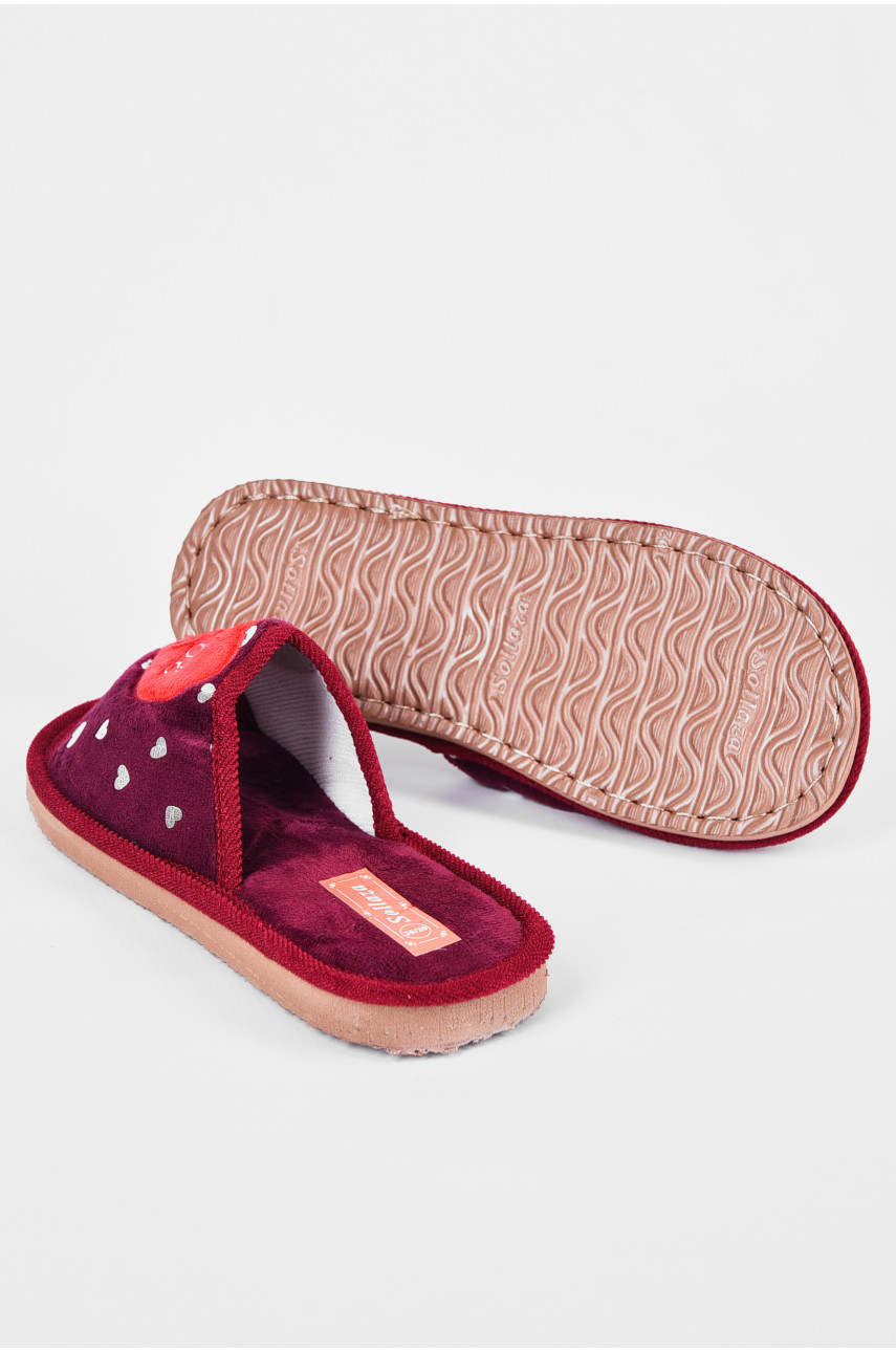 Капці домашні жіночі бордового кольору 190755 Капці домашні жіночі бордового кольору 190755