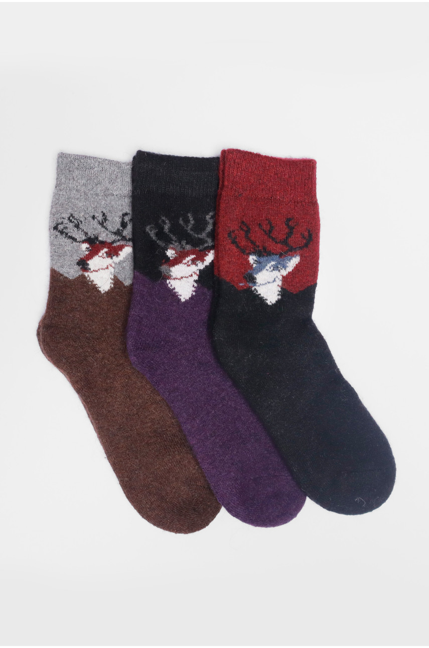 Набір шкарпеток жіночих махрових із ангори 3 штуки Т31 190773