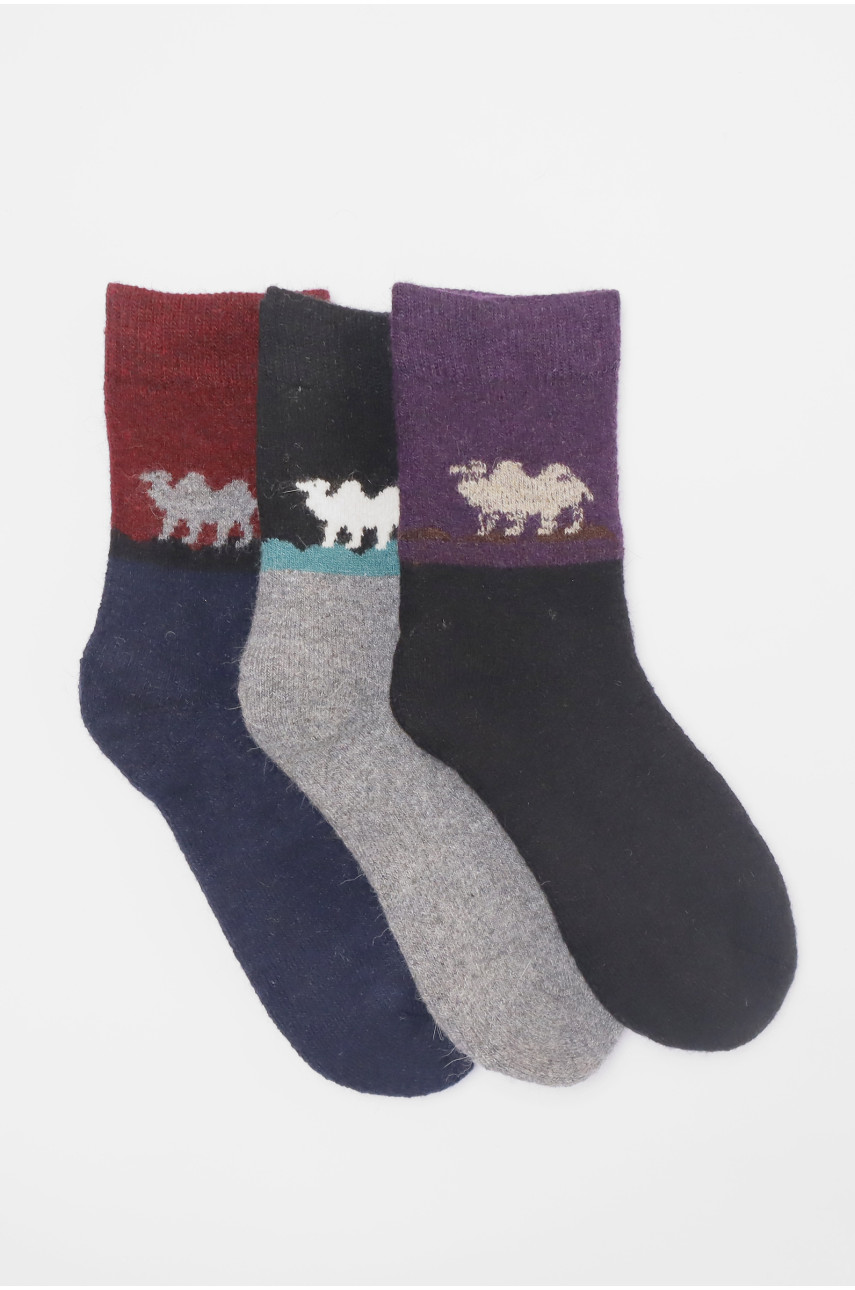 Набор носков женских махровых из ангоры 3 штуки Т31-7 190777