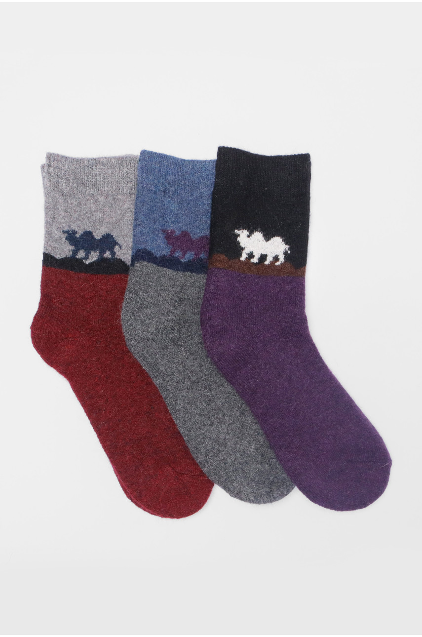 Набір шкарпеток жіночих махрових із ангори 3 штуки Т31-7 190778 Набір шкарпеток жіночих махрових із ангори 3 штуки Т31-7 190778