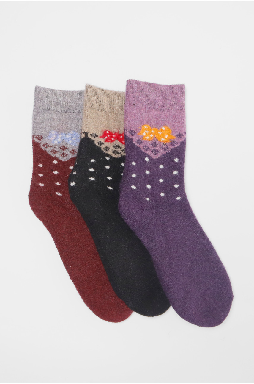 Набір шкарпеток жіночих махрових із ангори 3 штуки Т31-4 190783 Набір шкарпеток жіночих махрових із ангори 3 штуки Т31-4 190783