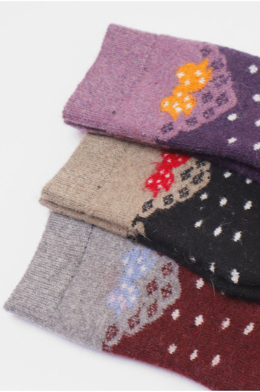 Набір шкарпеток жіночих махрових із ангори 3 штуки Т31-4 190783 Набір шкарпеток жіночих махрових із ангори 3 штуки Т31-4 190783