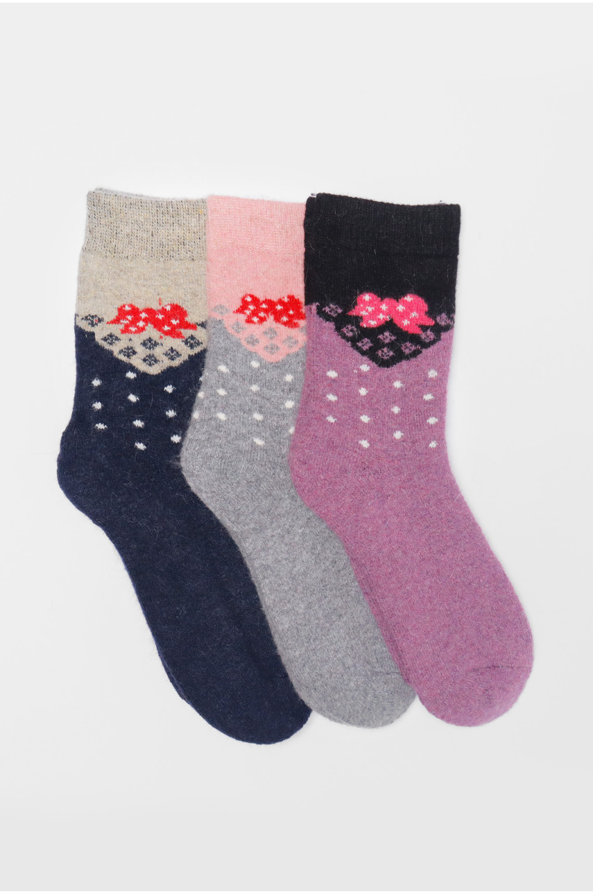 Набор носков женских махровых из ангоры 3 штуки Т31-4 190784