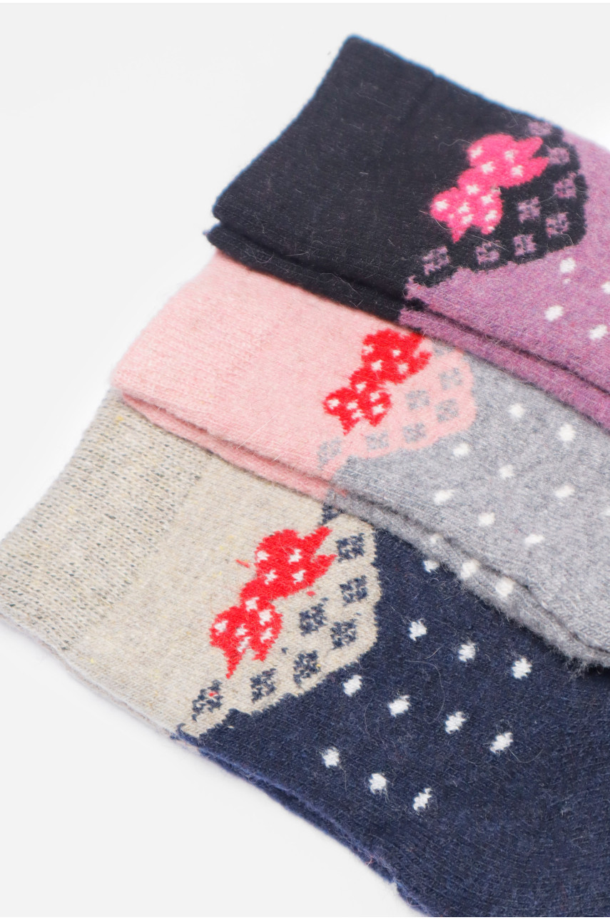 Набор носков женских махровых из ангоры 3 штуки Т31-4 190784