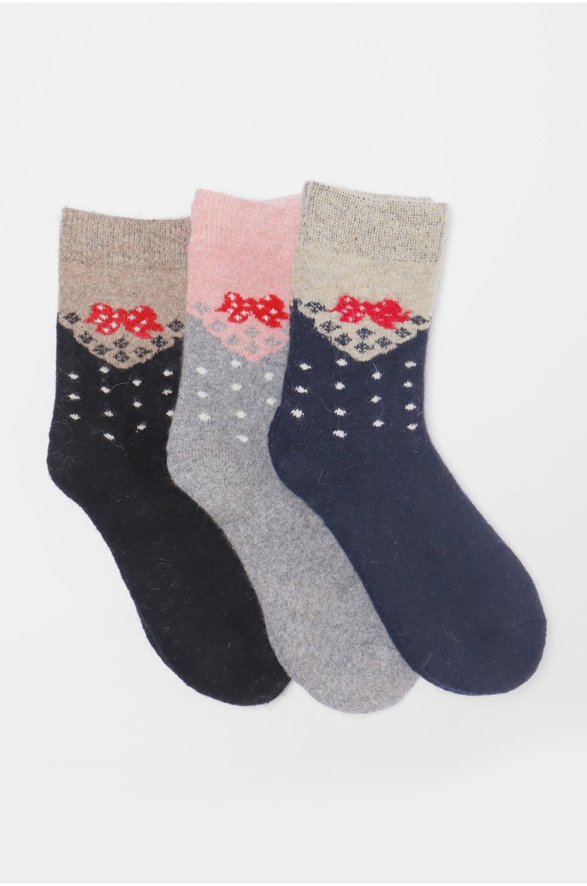 Набор носков женских махровых из ангоры 3 штуки Т31-4 190785