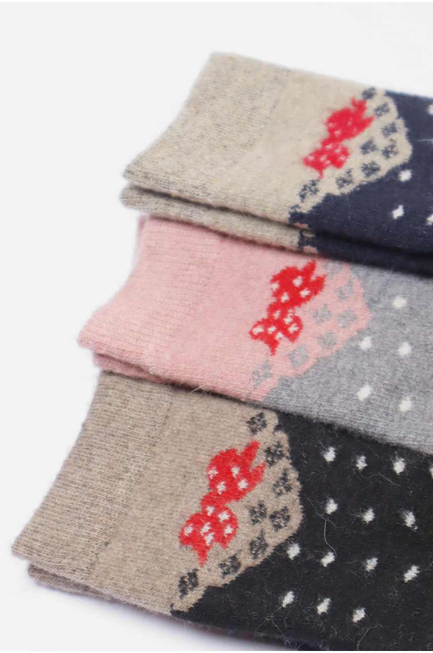 Набор носков женских махровых из ангоры 3 штуки Т31-4 190785