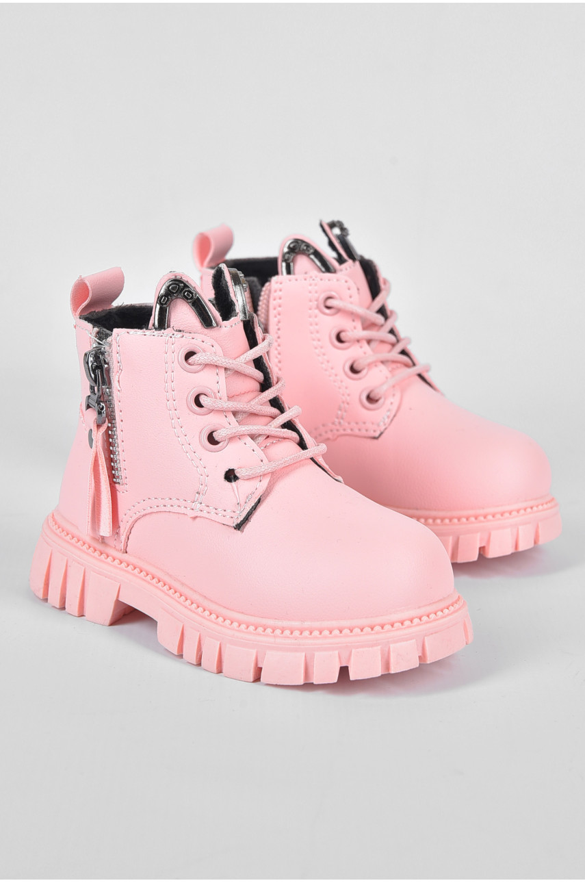 Ботинки детские демисезон светло-розового цвета на флисе F801-12 190789