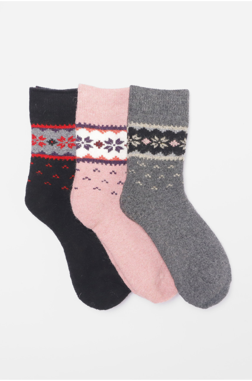 Набор носков женских махровых из ангоры 3 штуки Т31-5 190790