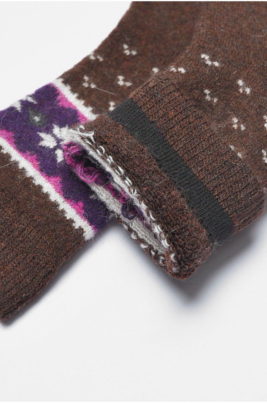 Шкарпетки жіночі махрові із ангори коричневого кольору Т31-5 190793 Шкарпетки жіночі махрові із ангори коричневого кольору Т31-5 190793