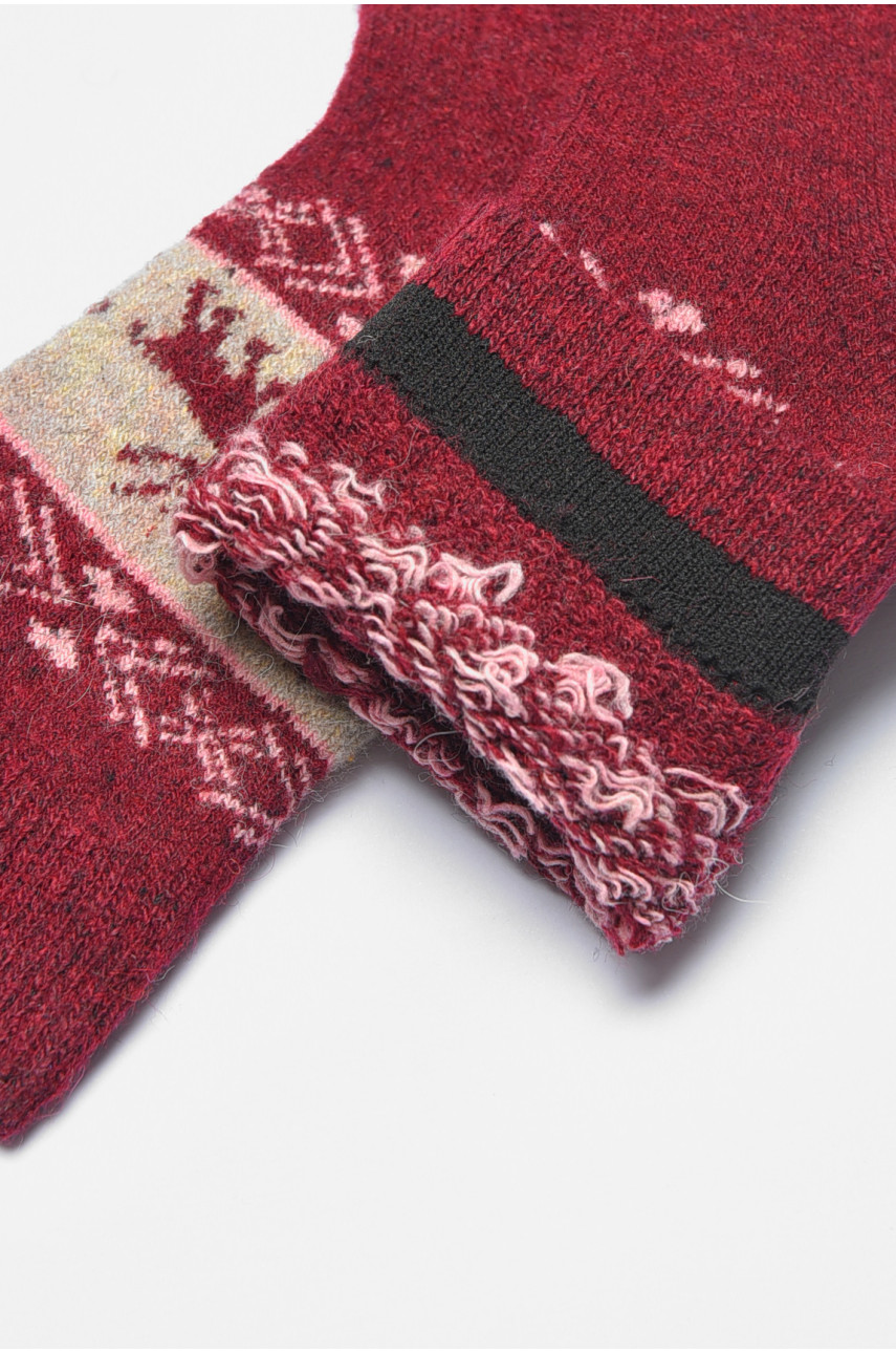 Шкарпетки жіночі махрові із ангори бордового кольору Т31-3 190799 Шкарпетки жіночі махрові із ангори бордового кольору Т31-3 190799