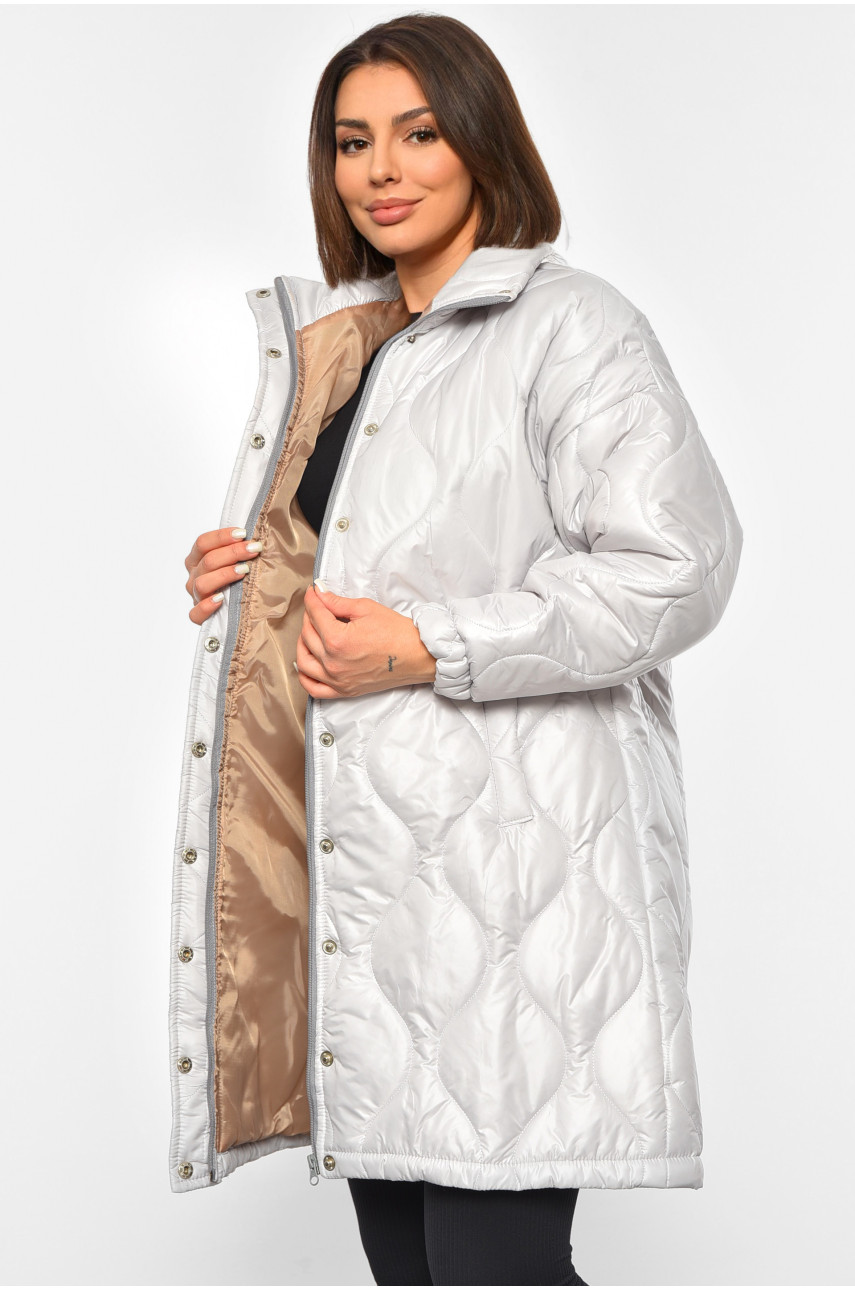 Куртка жіноча демісезонна світло-сірого кольору 8857 190837