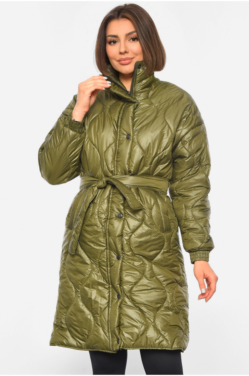 Куртка жіноча демісезонна кольору хакі 8857 190843
