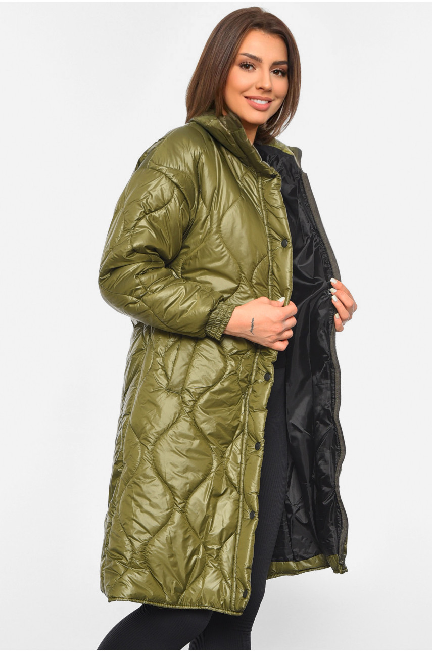 Куртка жіноча демісезонна кольору хакі 8857 190843