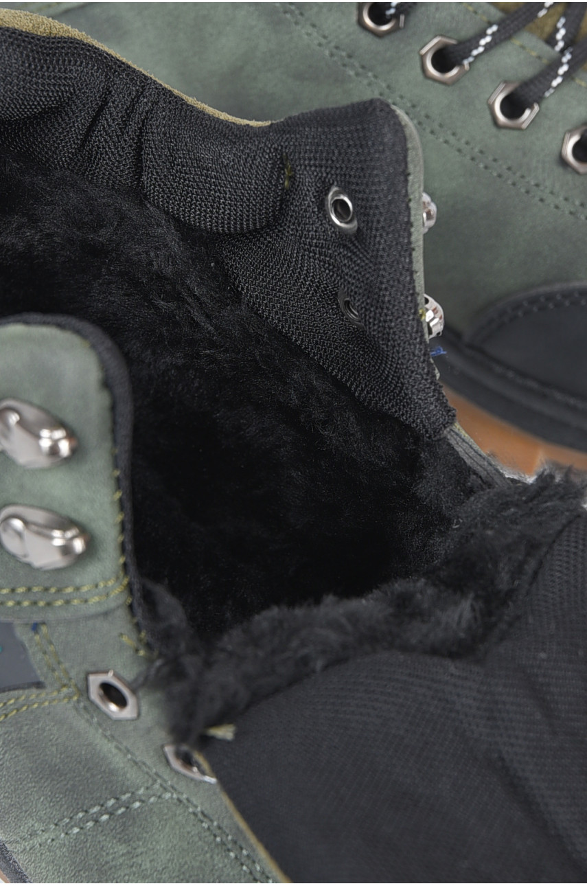 Черевики чоловічі зимові на хутрі темно-зеленого кольору YB10036-3 190886