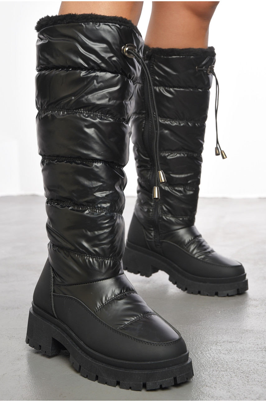 Сапоги женские зимние на молнии черного цвета 2024-32-2 190892
