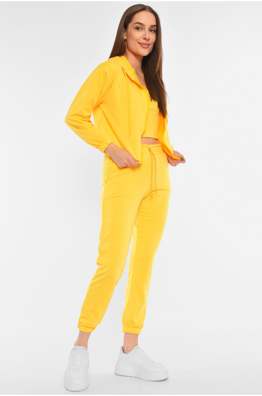 Спортивний костюм жіночий 3-ка жовтого кольору 8816 190903 Спортивний костюм жіночий 3-ка жовтого кольору 8816 190903