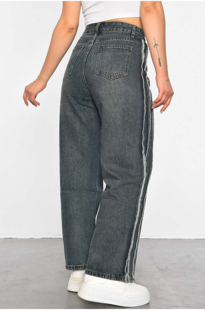 Джинси жіночі прямі темно-синього кольору 0356 190928 Джинси жіночі прямі темно-синього кольору 0356 190928