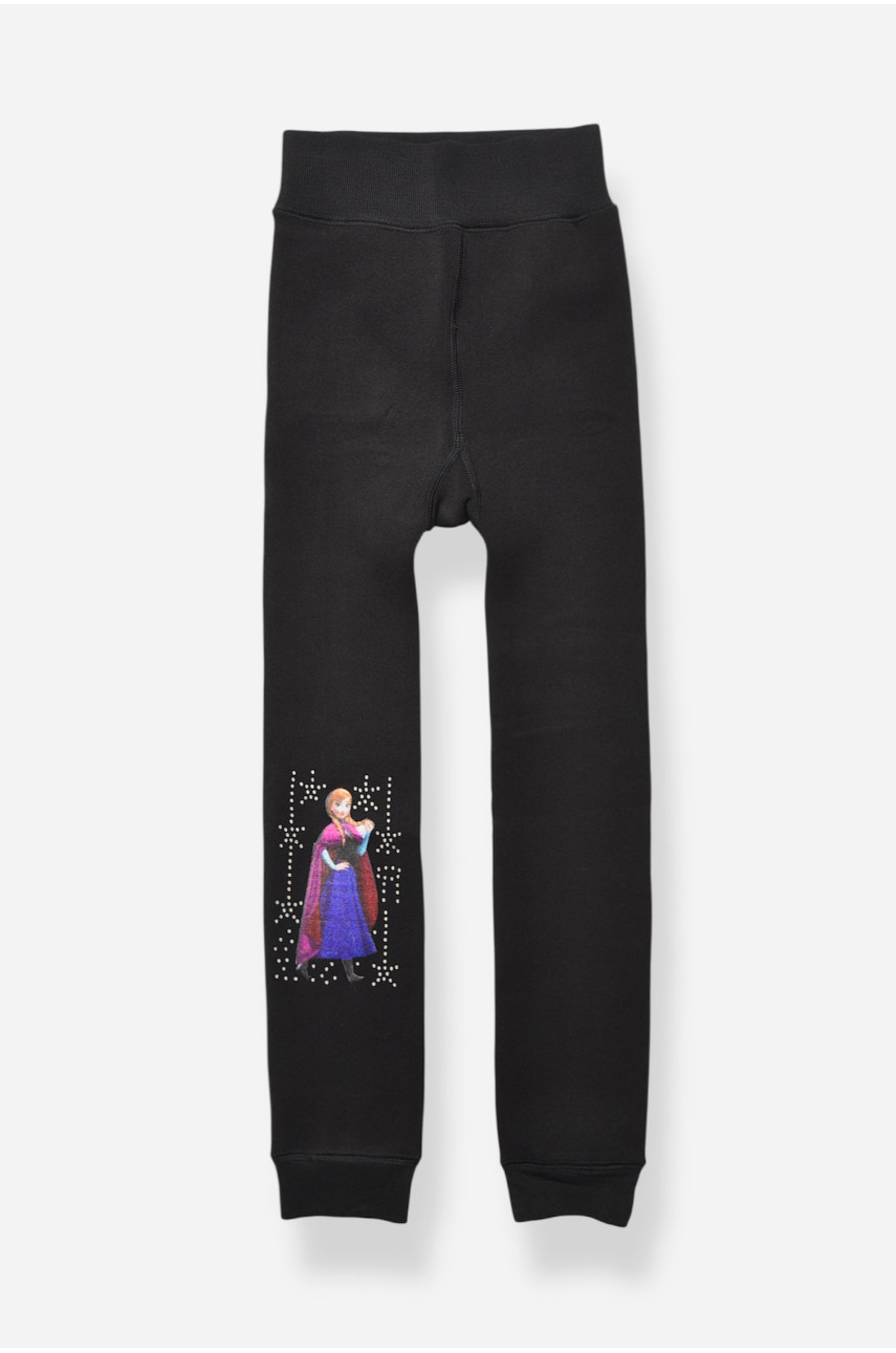 Лосины детские для девочки термо с начесом  черного цвета 5531 190936