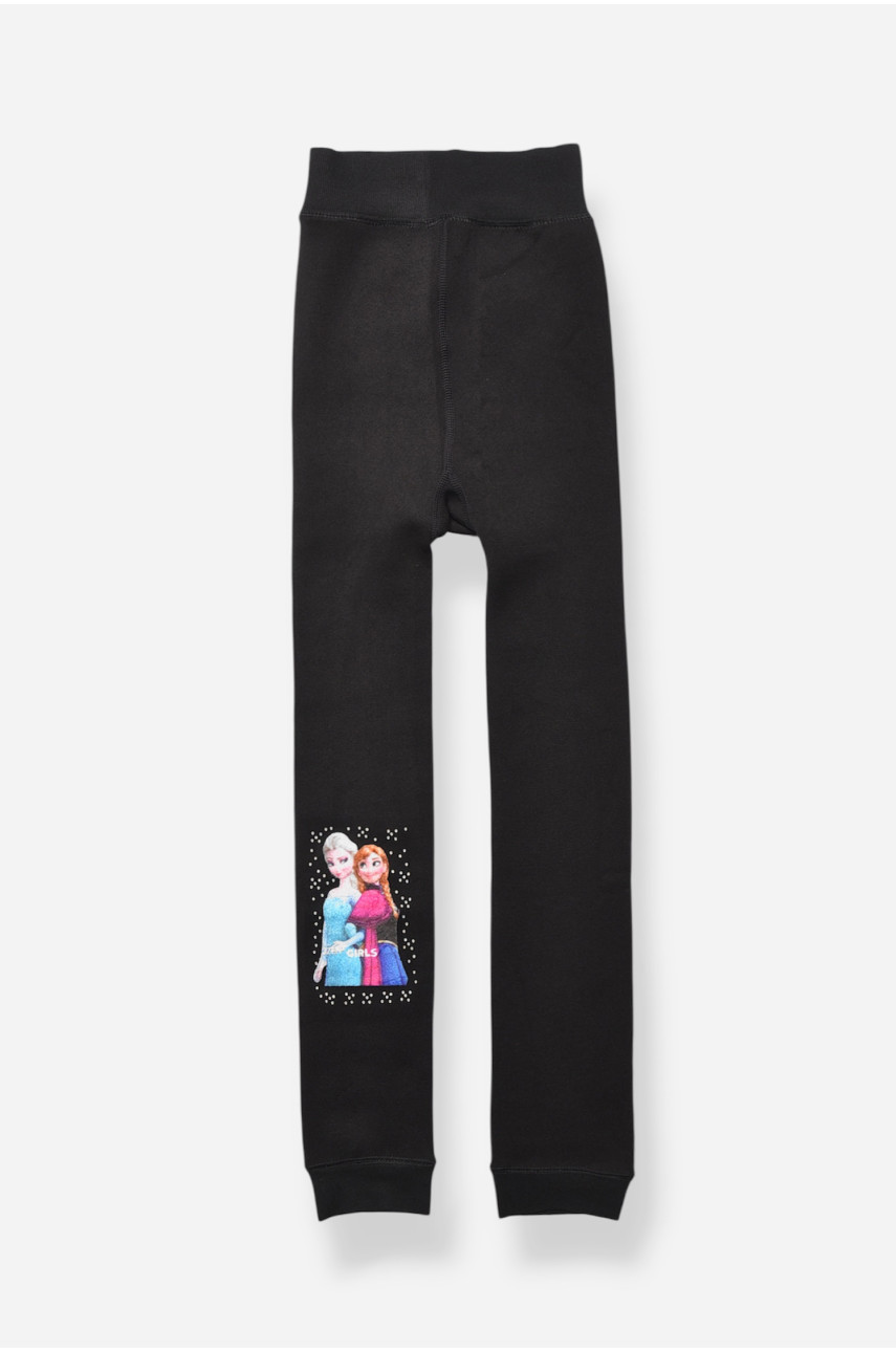 Лосины детские для девочки термо с начесом  черного цвета 5531 190938