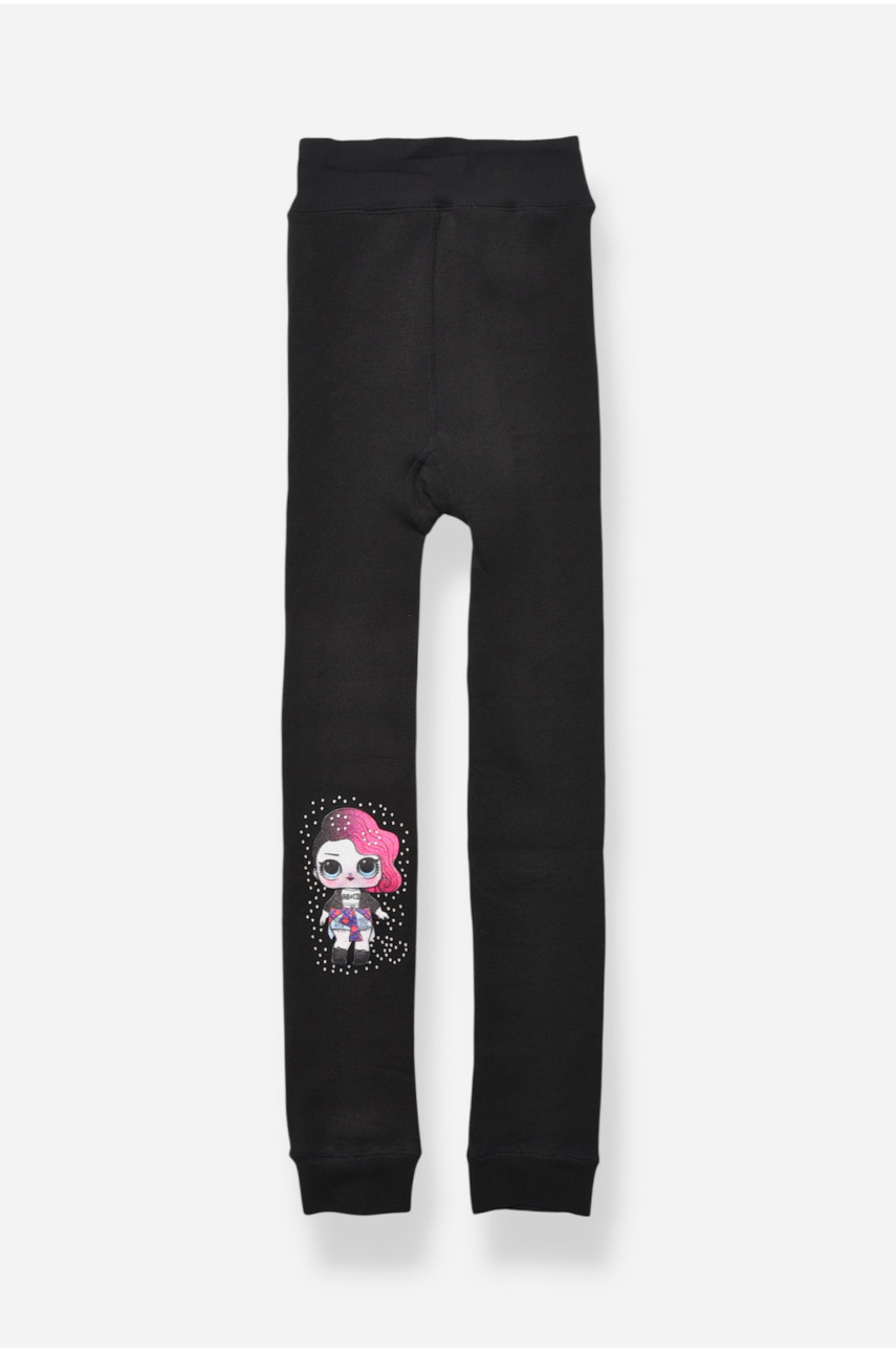 Лосины детские для девочки термо с начесом  черного цвета 5530 190944