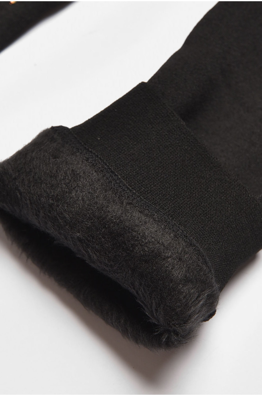 Лосины детские для девочки термо с начесом  черного цвета 5530 190947