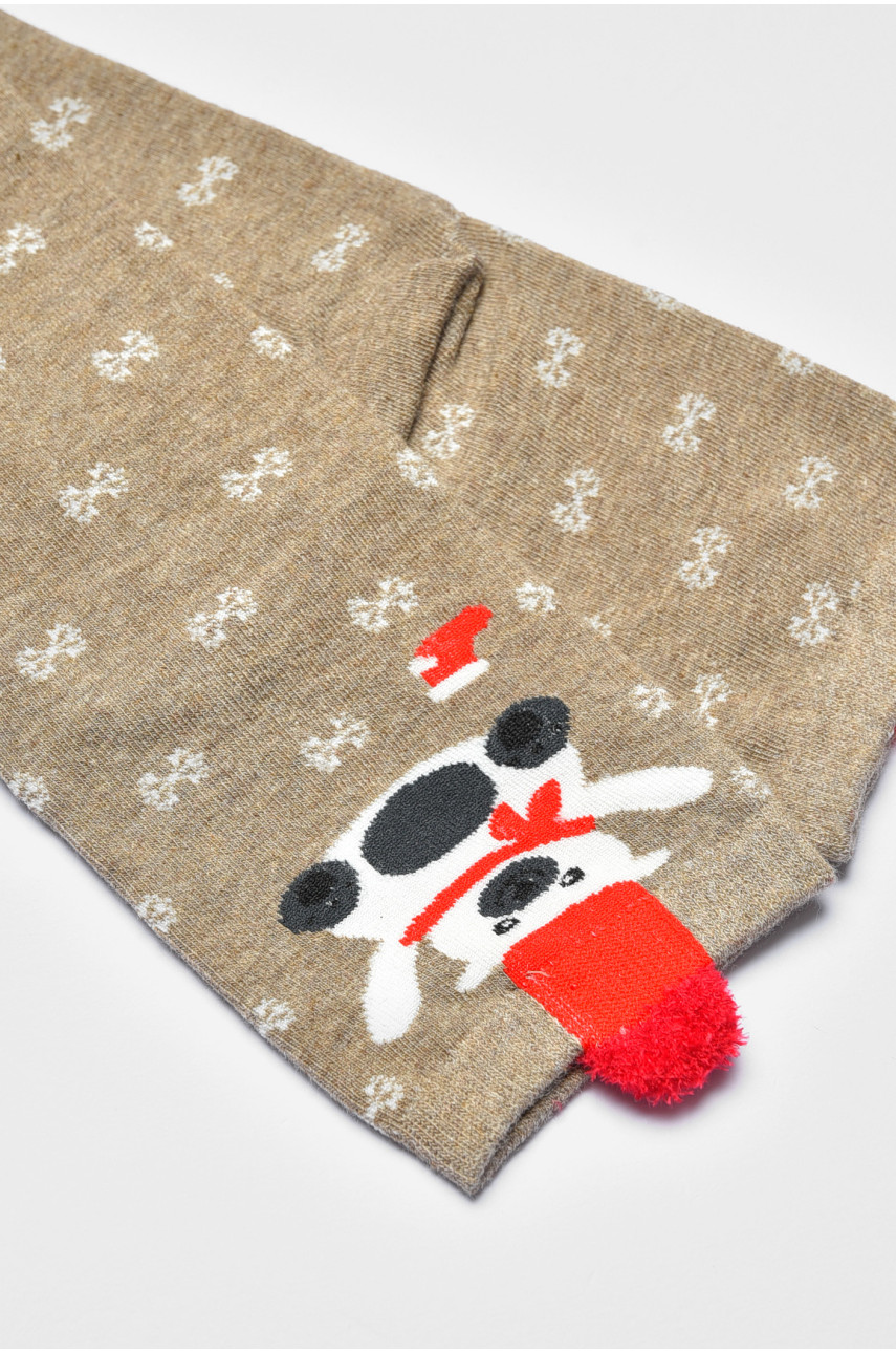 Шкарпетки жіночі з новорічним принтом бежевого кольору м8-01 190957 Шкарпетки жіночі з новорічним принтом бежевого кольору м8-01 190957