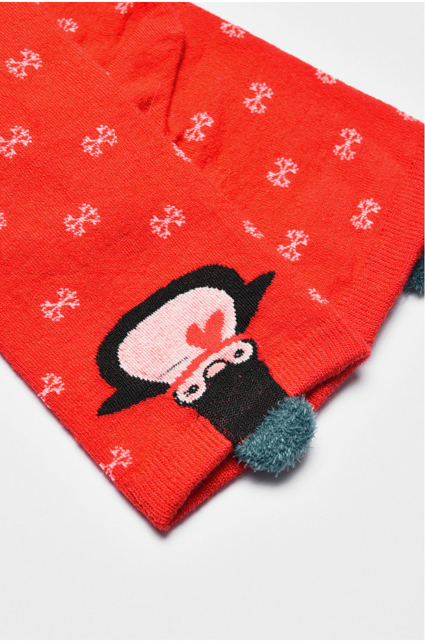 Носки женские с новогодним принтом красного цвета м8-01 190959 Носки женские с новогодним принтом красного цвета м8-01 190959