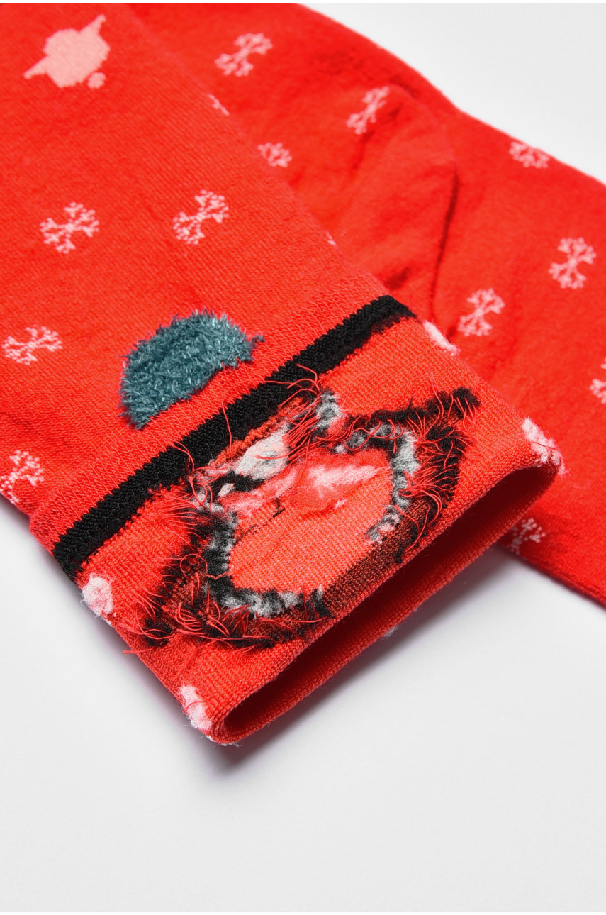 Носки женские с новогодним принтом красного цвета м8-01 190959 Носки женские с новогодним принтом красного цвета м8-01 190959