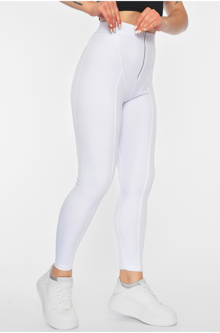 Лосины женские однотонные белого цвета с молнией 1694 190963