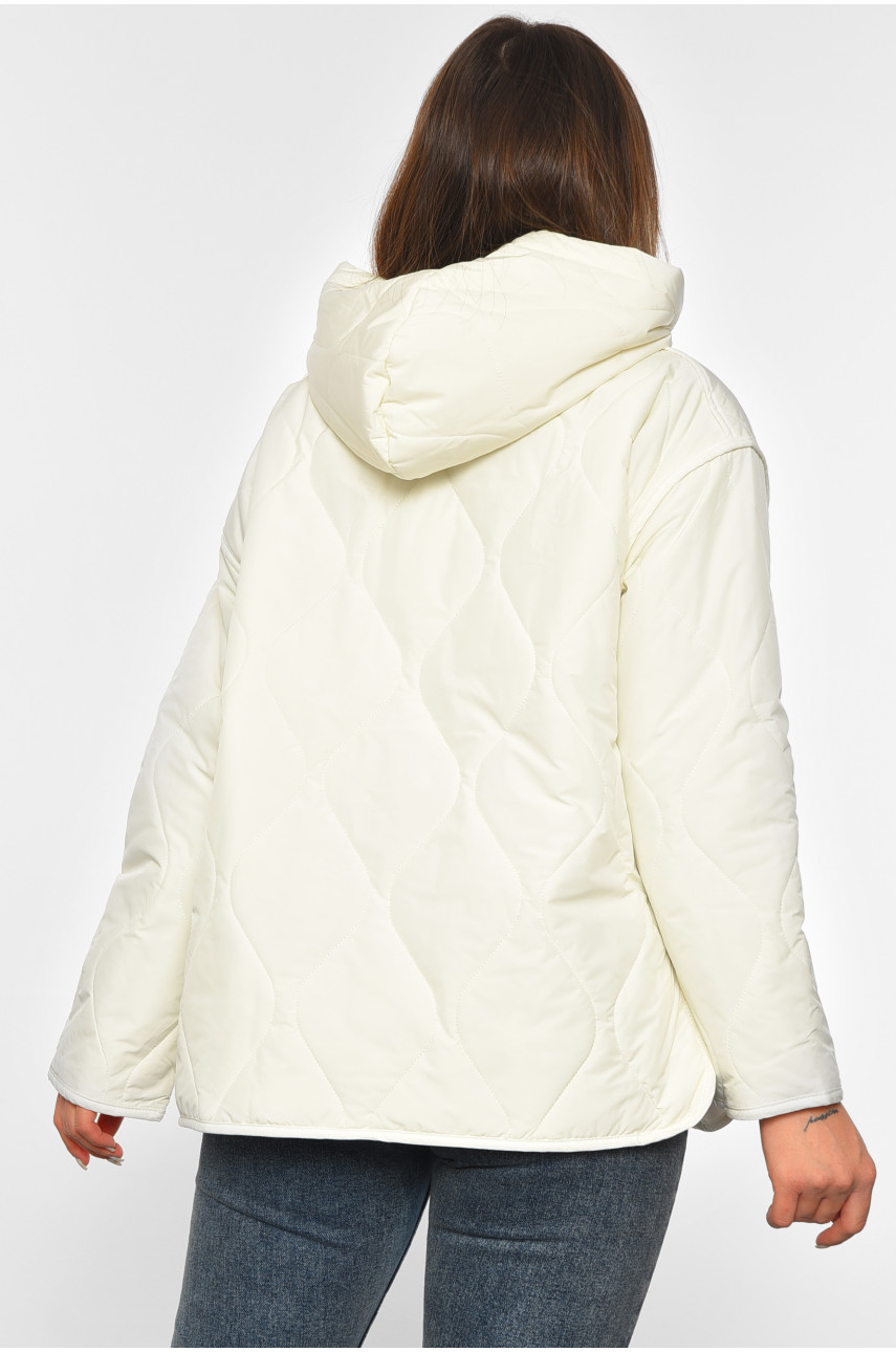 Анорак женский демисезонный однотонный молочного цвета 81122 190964