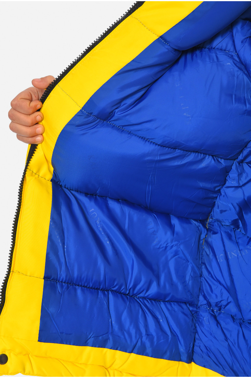Куртка дитяча для хлопчика зимня жовтого кольору 2021-25 190967 Куртка дитяча для хлопчика зимня жовтого кольору 2021-25 190967