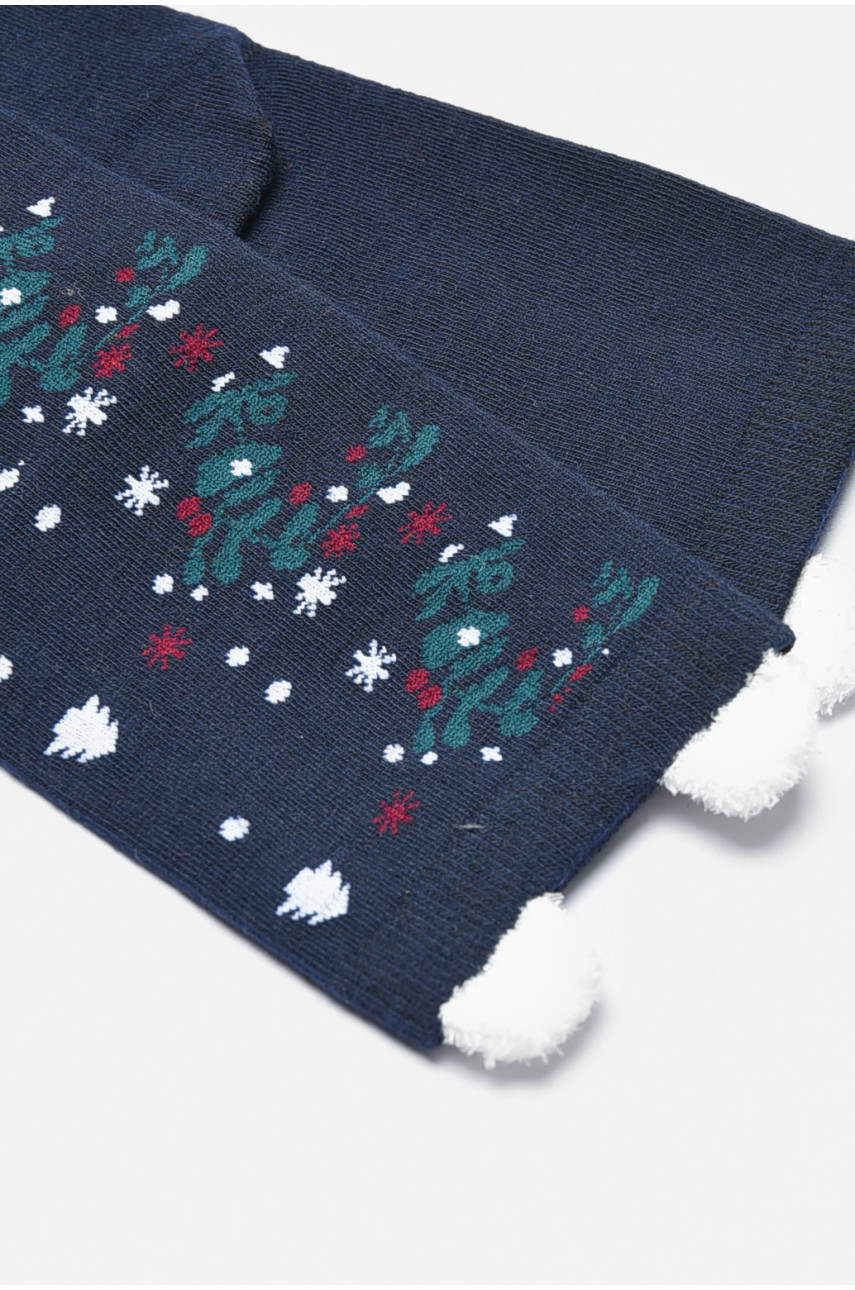 Шкарпетки жіночі з новорічним принтом темно-синього кольору м8-05 190971 Шкарпетки жіночі з новорічним принтом темно-синього кольору м8-05 190971