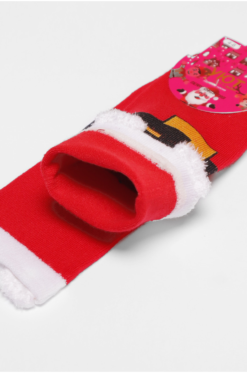 Носки детские с новогодним принтом красного цвета м9 190978