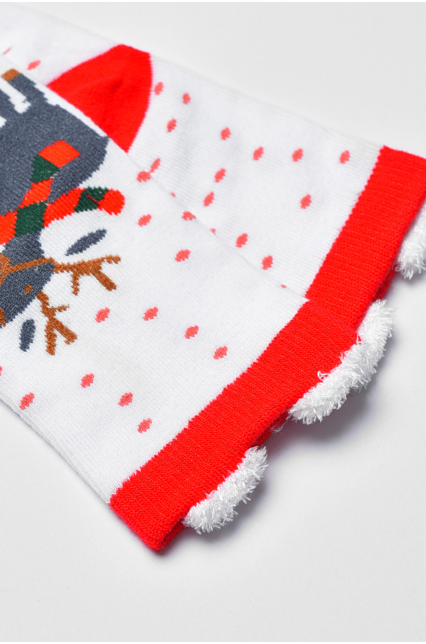 Носки детские с новогодним принтом белого цвета м9 190982