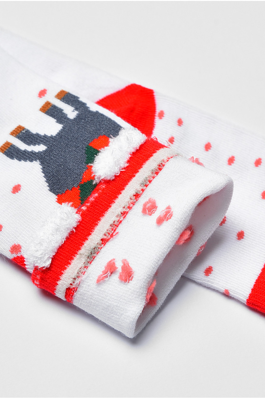 Носки детские с новогодним принтом белого цвета м9 190982
