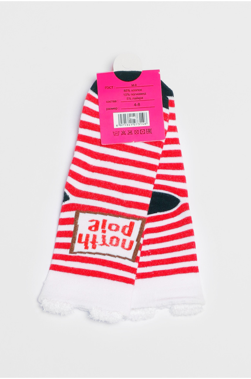 Носки детские с новогодним принтом бело-красного цвета м9 190985