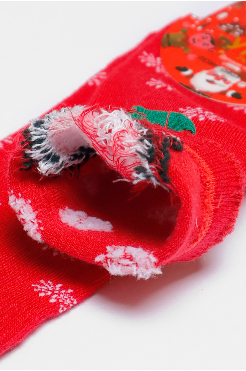 Носки детские с новогодним принтом красного цвета м9 190987