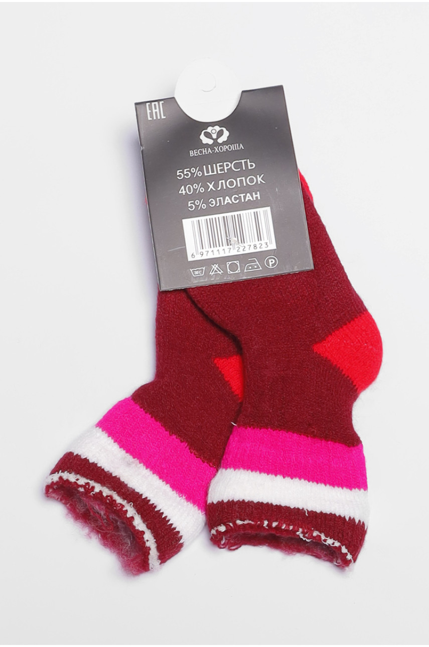 Шкарпетки дитячі з начісом бордового кольору 2582 191016