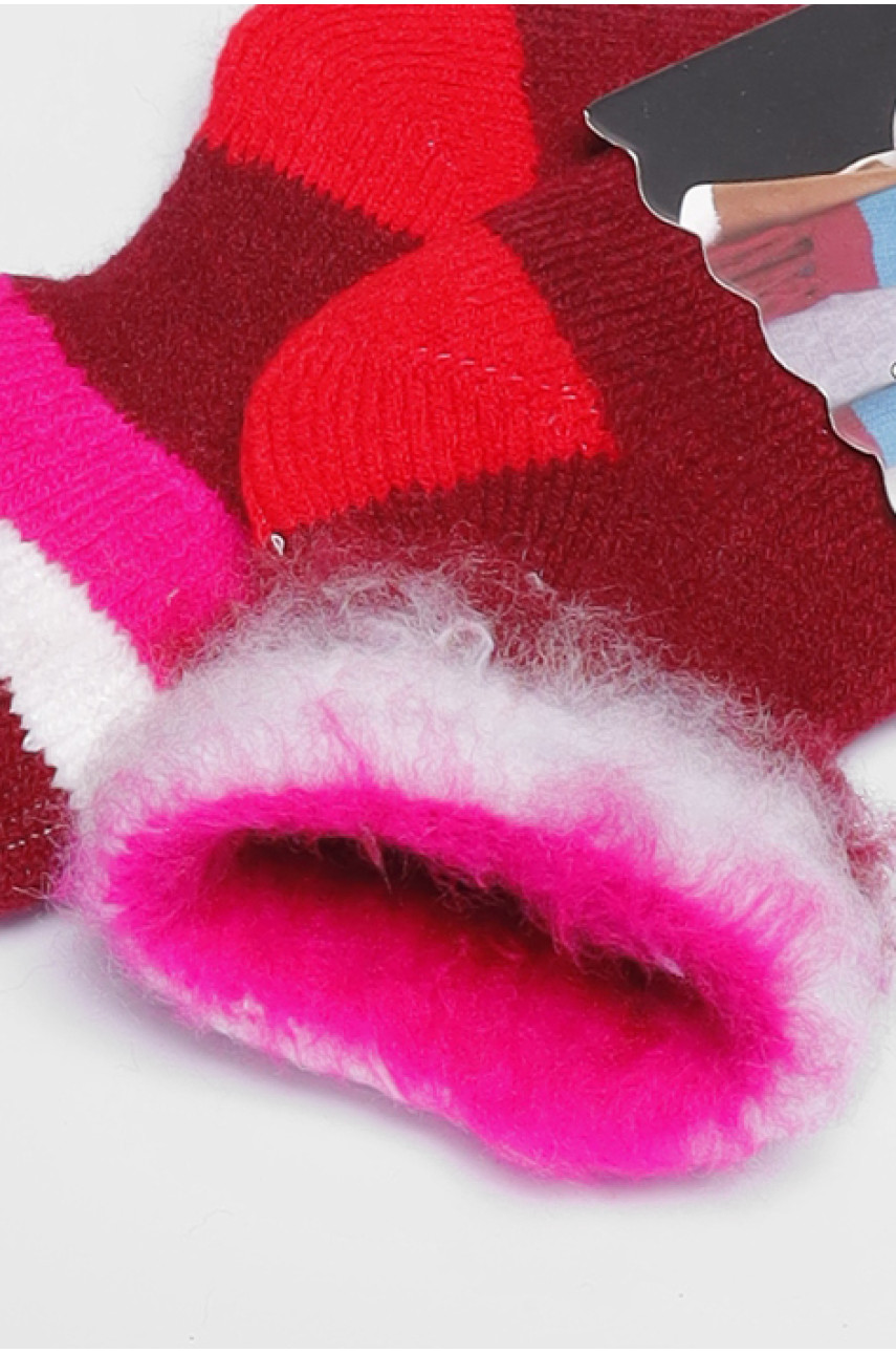 Шкарпетки дитячі з начісом бордового кольору 2582 191016