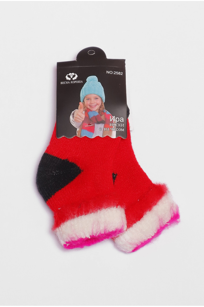 Носки детские с начесом красного цвета 2582 191028