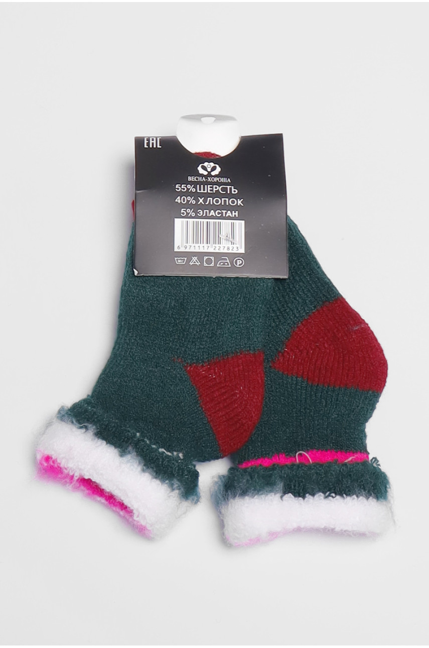 Шкарпетки дитячі з начісом зеленого кольору 2582 191029 Шкарпетки дитячі з начісом зеленого кольору 2582 191029